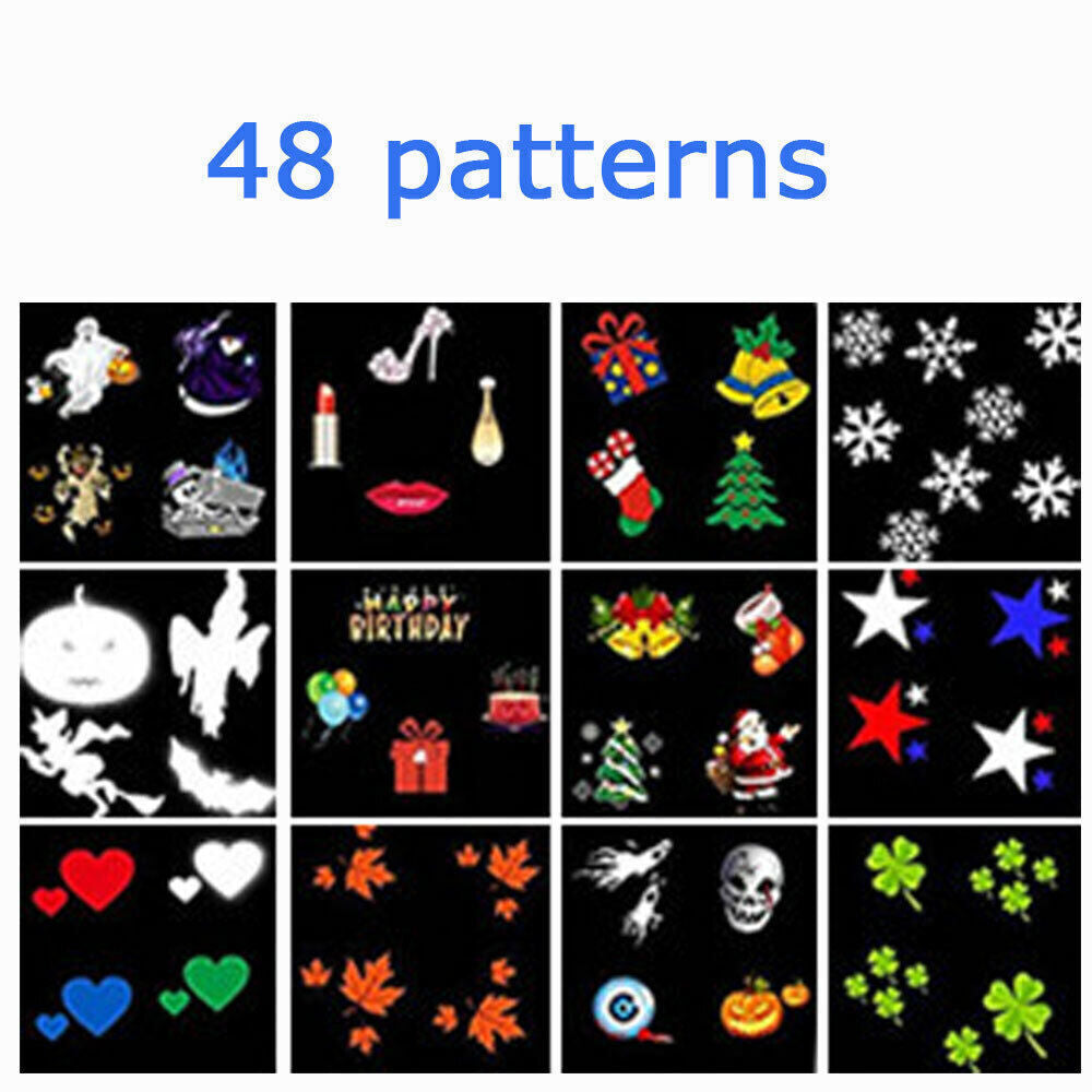 US Local 48 Pattern Christmas Projector Laser Light Snow LED Lamp Landscape Garden XMAS