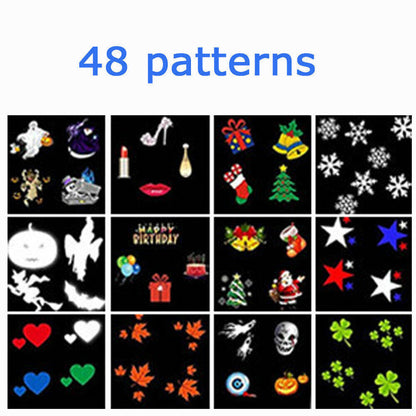 US Local 48 Pattern Christmas Projector Laser Light Snow LED Lamp Landscape Garden XMAS