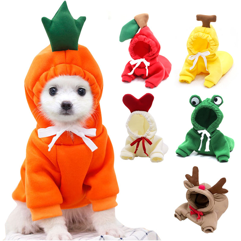 US Local Cute Fruit Small Dog ClothesHoodies Winter Fleece Pet Puppy Cat Costume Coat For French Chihuahua Outfit