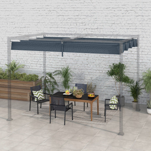 UK Local Outsunny Pergola Roof, Retractable Sun Shade Cover For 2.85 X 2m Pergola, UV30 Protected, Dark Grey
