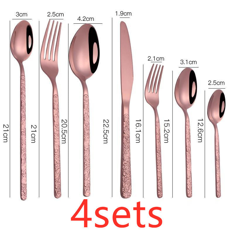 USA Local Embossed Textured Handle Steak Cutlery Western Cutlery