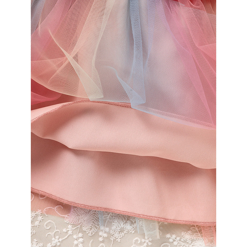 US Local Baby Girls Rainbow Skirt Set Letters Embroidery Long Sleeve Sweatshirt Tops & Rainbow Tutu Skirt Outfits