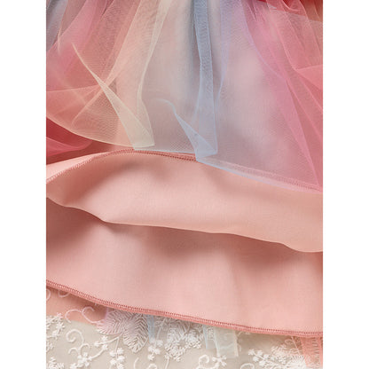 US Local Baby Girls Rainbow Skirt Set Letters Embroidery Long Sleeve Sweatshirt Tops & Rainbow Tutu Skirt Outfits