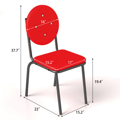 US Local 4-piece Bar Stools Faux Leather Dining Chairs With Waterproof Surface And Metal Legs