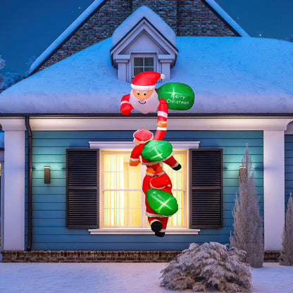 US Local 1 Pc 8FT Climbing Inflatable Santa Claus With Light Hanging Blow Up Christmas Inflatable Indoor Outdoor Christmas Decorations 3 Santa Claus 3 Merry Christmas Boards