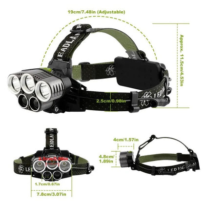 US Local Rechargeable Headlamp 20000 Lumen LED Headlight 6 Modes Headlamp