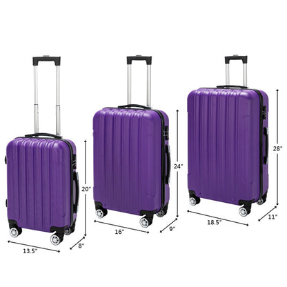 US Local Vertical 3-in-1 Spinner Wheel With Handle Trolley Case 20in 24in 28in ABS Aluminum Alloy Trolley Classic Color - Purple