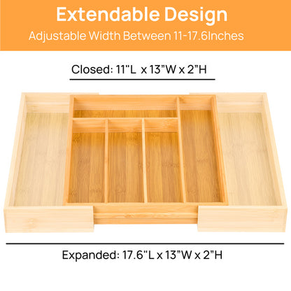 US Local Expandable Bamboo Kitchen Drawer Storage Box