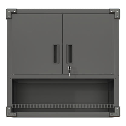 US Local Metal Wall-Mounted Tool Storage Cabinet With Locking Door And 1 Shelf 1 Opened Drawer For Garage Warehouse,Office,Assembly Required