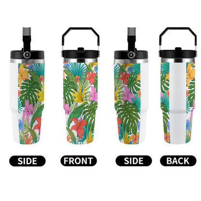 POD US Local Tumbler 30oz Large Capacity Car Cup Tropical, Green, Bright, Summery Style