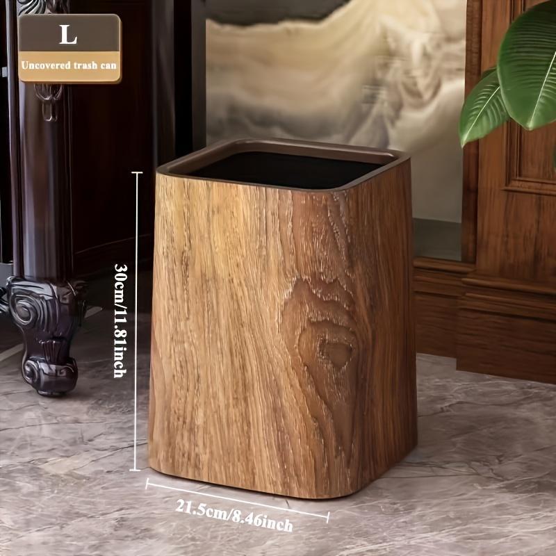 US Local Oversized Retro Wood Grain Trash Can With Odor-proof Seal And Rectangular Flap Suitable For Living Room, Kitchen, Bathroom And Hotel Use
