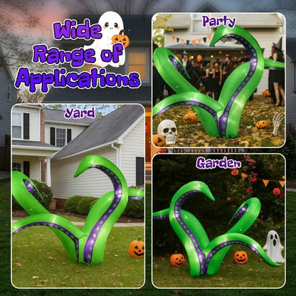 US Local 2 Pack Halloween Inflatable Octopus Tentacles Outdoor Decorations, Blow Up Hanging Decoration With Built-in LED Lights, Striking Window Decor For Halloween Party Outdoor Yard Garden Lawn