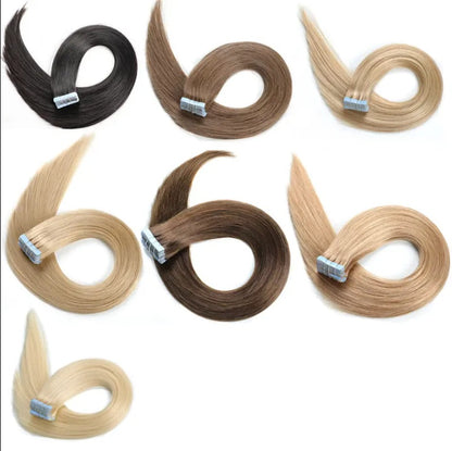 US Local 2 Hair Extension Tape Human Hair Virgin Remy Straight Tape Human Hair Extension 20 Pieces Of 50g Pack