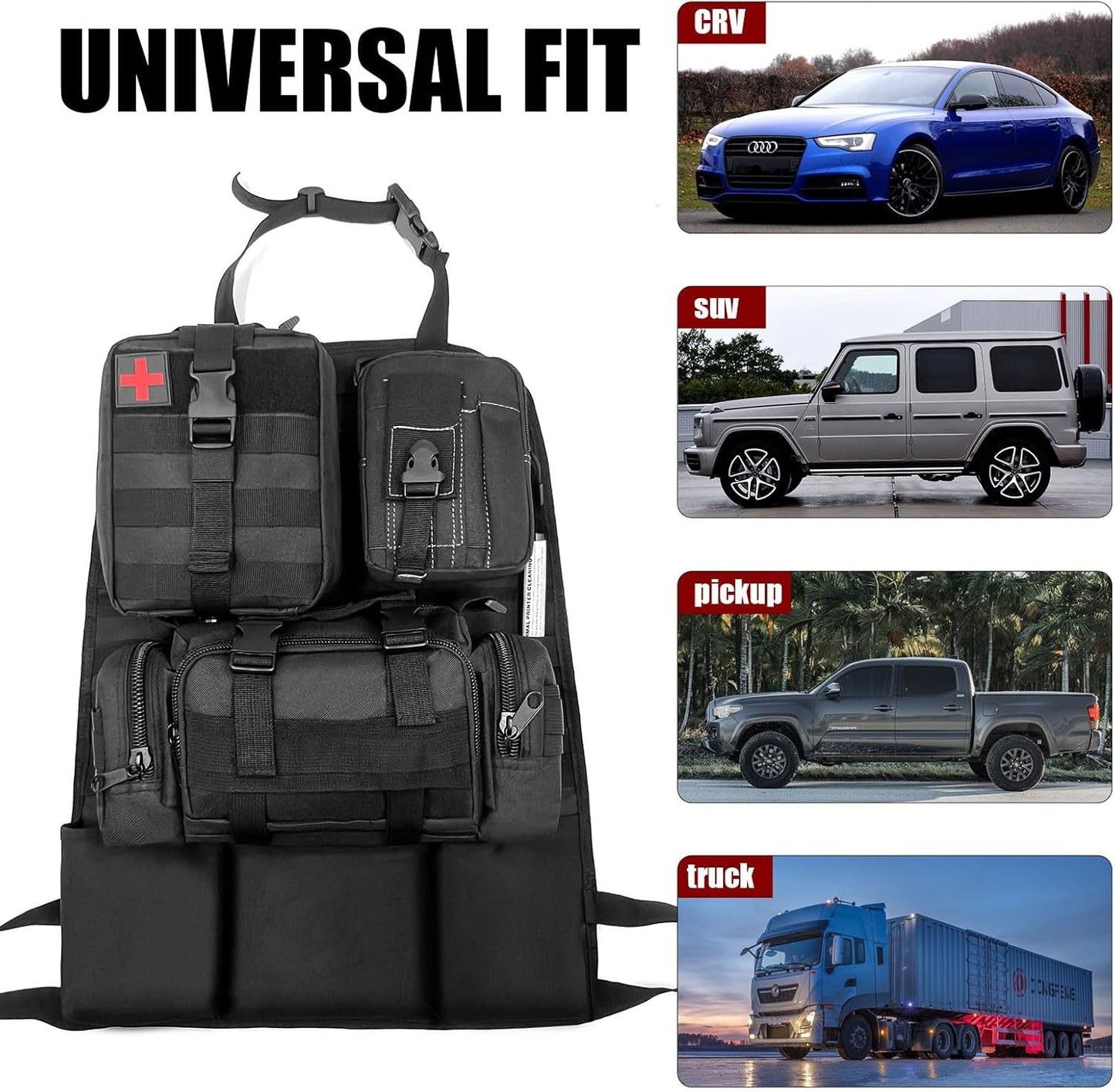 US Local 2 Set-Storage Bag, Back Seat Organizer With 3 Detachable Pouches, Tool Room, Warehouse, Outdoor Activity Use