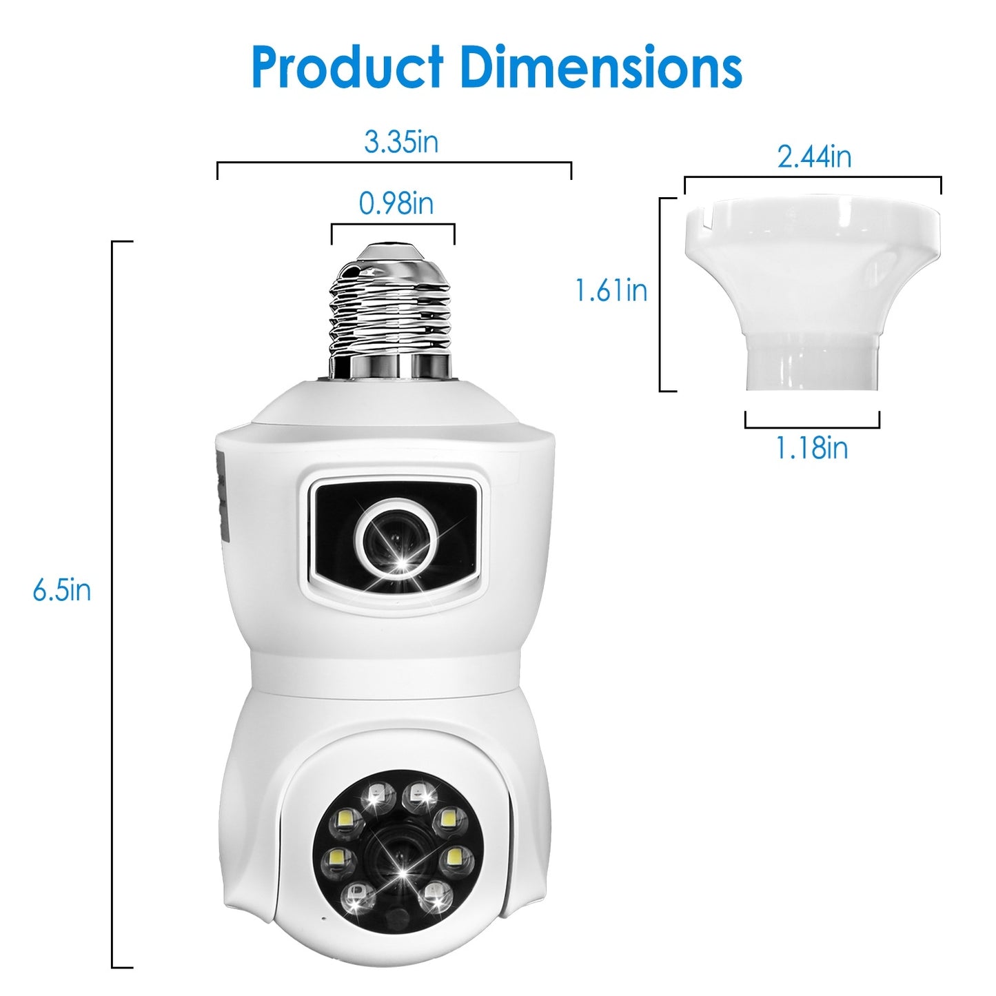 US Local 1 Pc Dual Lens Security Camera E27 Light Socket Surveillance Camera 1080P WiFi IP Camera With APP Control AI Human Detection Full Color Night Vision Two-Way Audio
