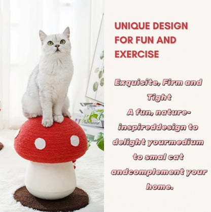 US Local Mushroom Cat Climbing Frame, Sisal Cat Climbing Post, Interesting Red And White Mushroom Design With Fluffy Base, Cat Scratching Claw Toy, Cat Tree, Wear-resistant Cat Scratching Ball, Cat Supplies