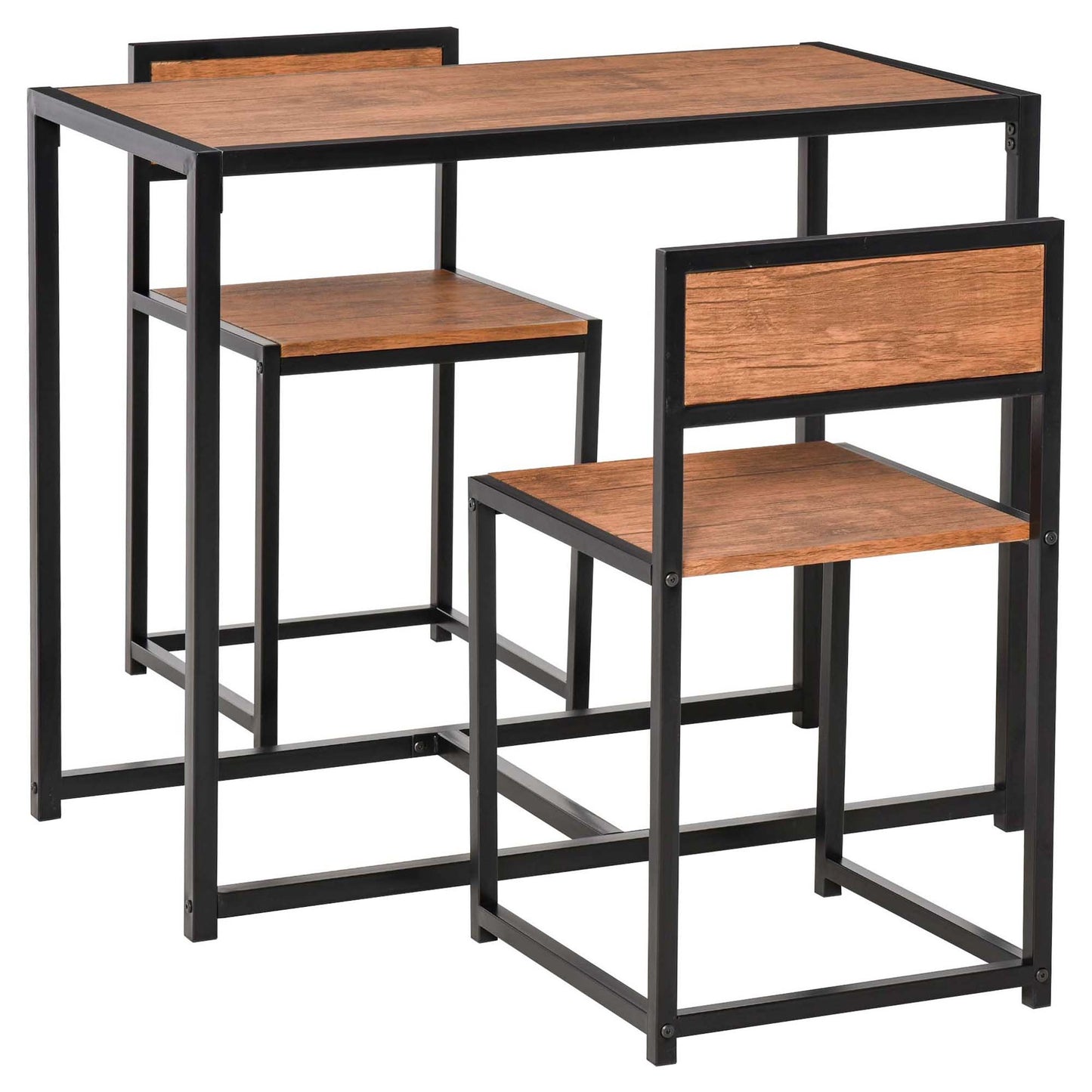 US Local Industrial Dining Table Set For 2 Compact Kitchen Table And Chairs Rustic Brown For Small Spaces