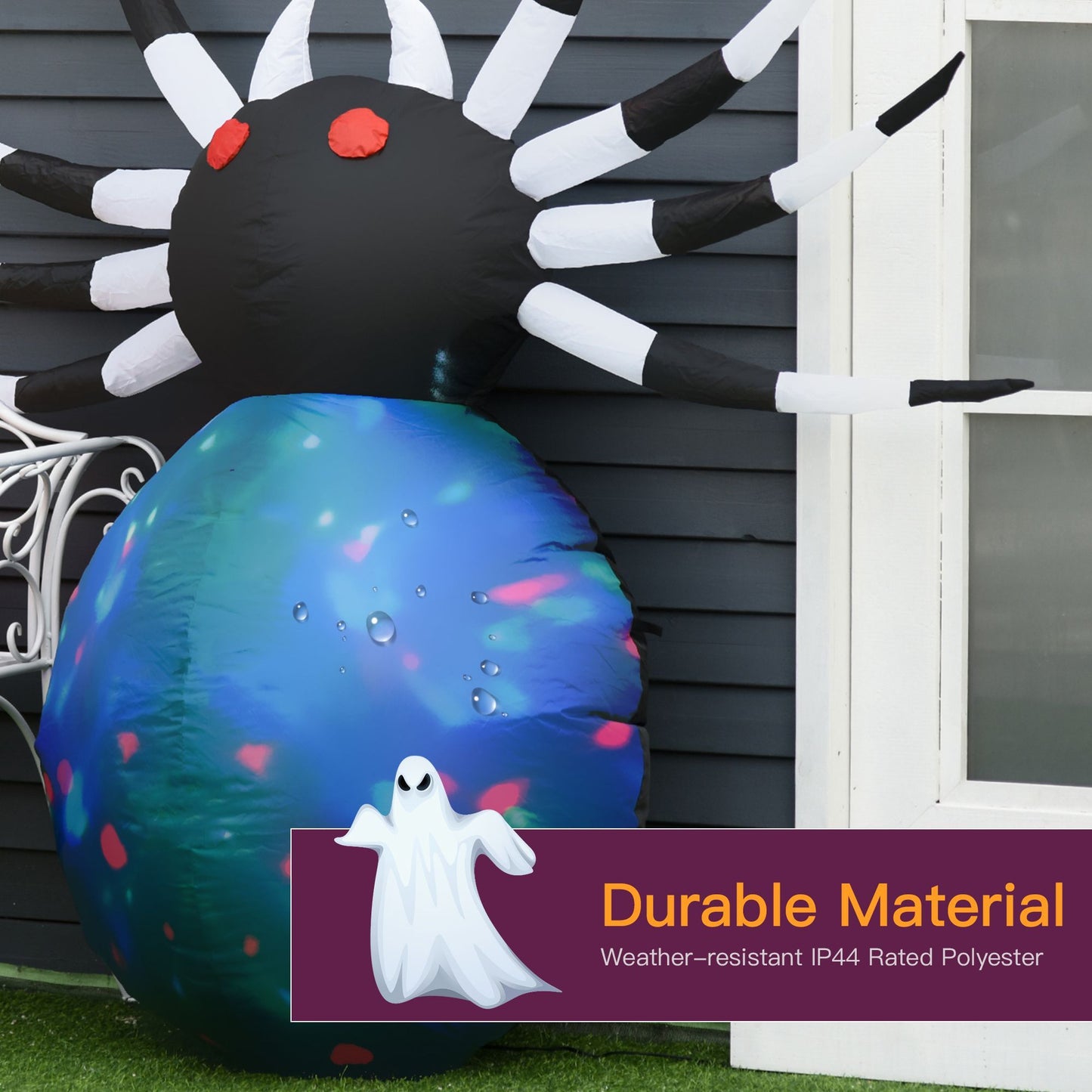 5Ft Long Halloween Giant Scary Spider LED Lighted Airblown Inflatable Lawn Decoration Holiday Season Garden Decor