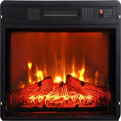US Local 23 Inch Electric Fireplace, 3D Infrared Black Fireplace Electric Heater With Infrared Remote Control, Glass Field Of View, Adjustable Realistic Wood And Flames, Indoor, 1400W