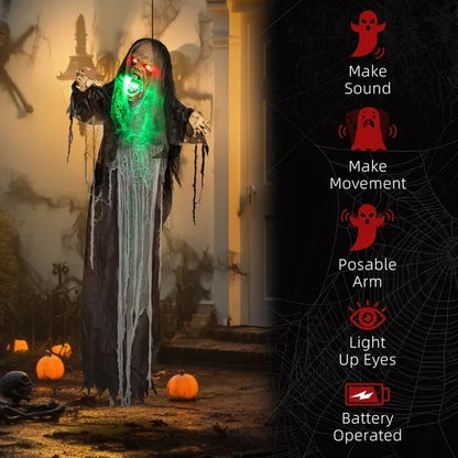 US Local 6' Life Size Decoration Animatronic Green Big-mouth Monster Outdoor Halloween, Sound And Motion Activated