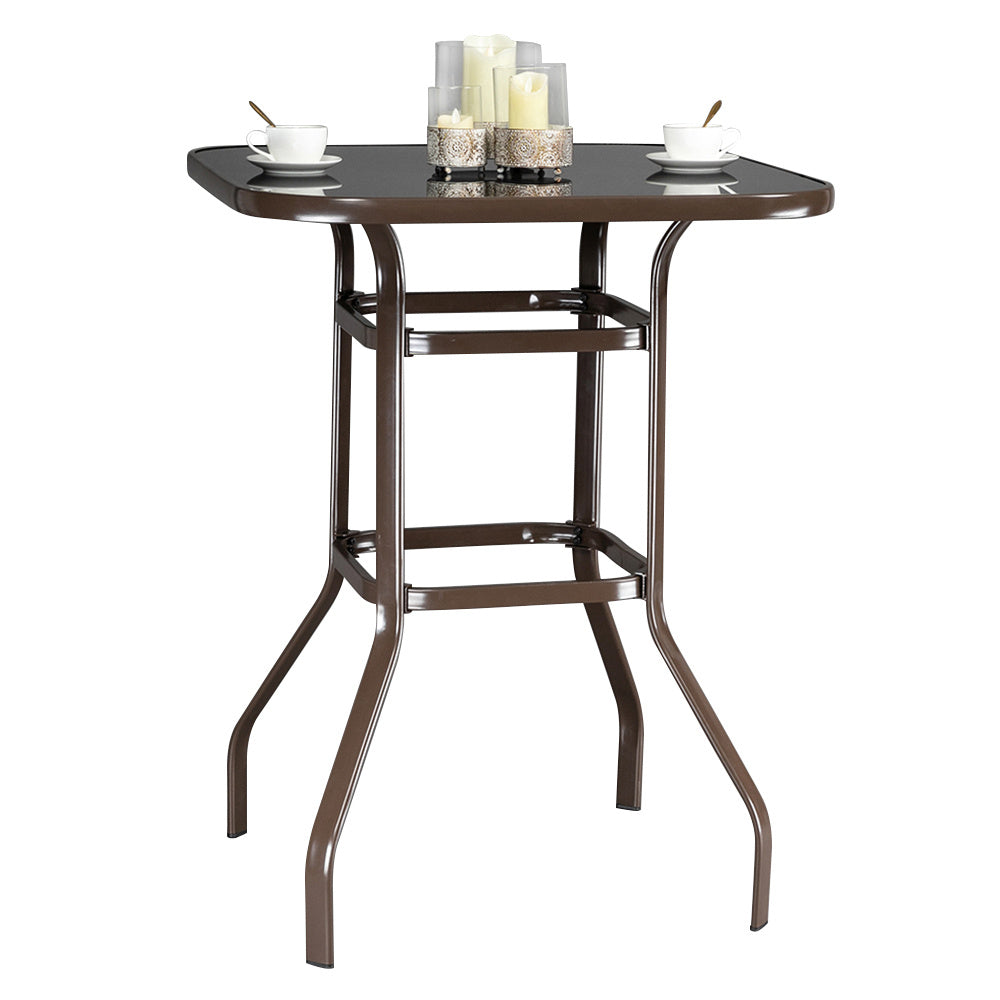 US Local Brown Wrought-iron Glass High Bar Table