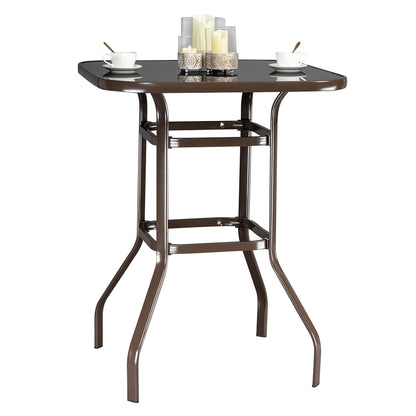 US Local Brown Wrought-iron Glass High Bar Table
