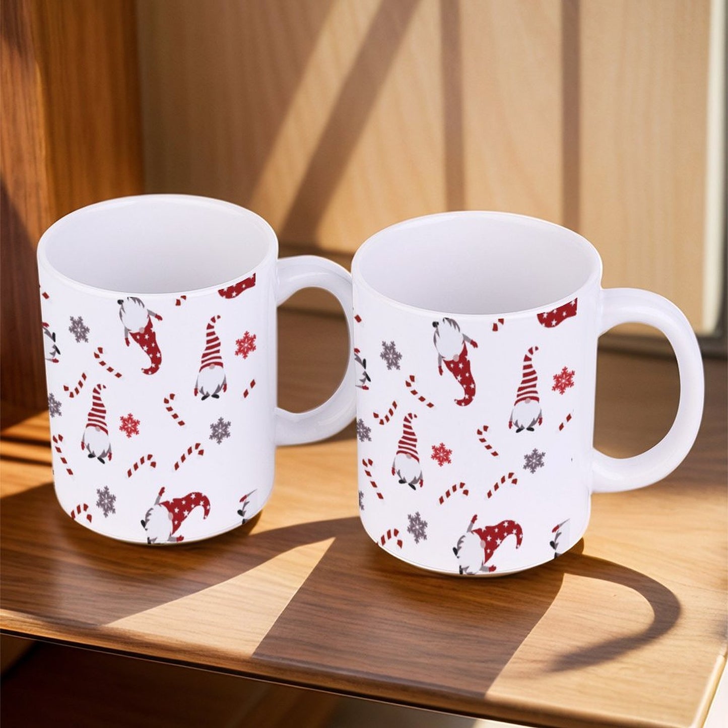 POD US Local White mug with full print, Christmas Dwarf, Red 0085