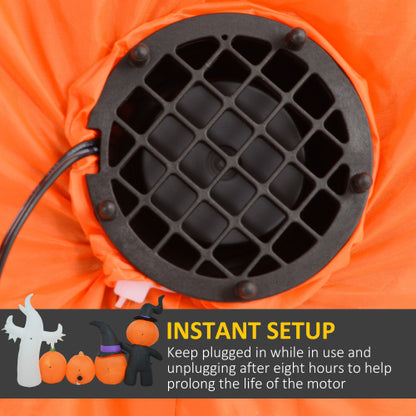 US Local HOMCOM 7.5ft Halloween Inflatables Pumpkin Ghost Family, Blow Up Halloween Decorations Outdoor LED Yard Display, Waterproof