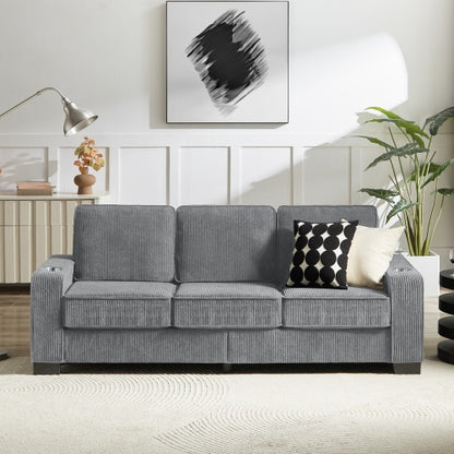 US Local 83.86Corduroy Fabric Sofa,Modern Compressed Couch,3-Seater Sofa, Furniture For Living Room,Bedroom,office