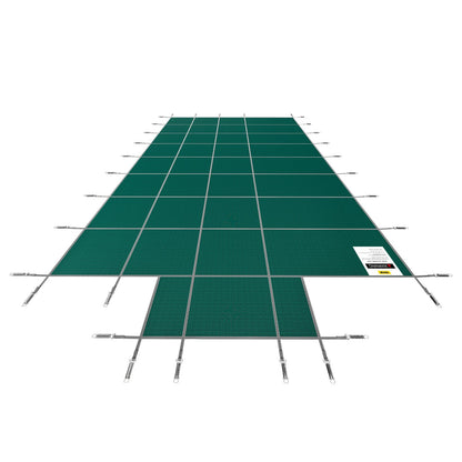 US Local Pool Safety Cover Fits18x36ft Inground Safety Pool Cover Green Mesh With 4x8ft Center End Steps Solid Pool Safety Cover For Swimming Pool Winter