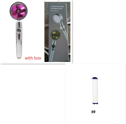 US Local Shower Head Water Saving Flow 360 Degrees Rotating With Small Fan ABS Rain High Pressure Spray Nozzle Bathroom Accessories