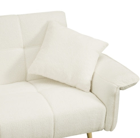 US Local 70.1 Futon Sofa Bed, Convertible Double Sofa Bed With Folding Armrests For Living Rooms And Small Spaces