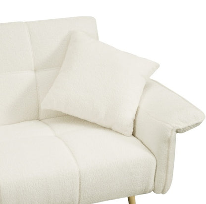 US Local 70.1 Futon Sofa Bed, Convertible Double Sofa Bed With Folding Armrests For Living Rooms And Small Spaces