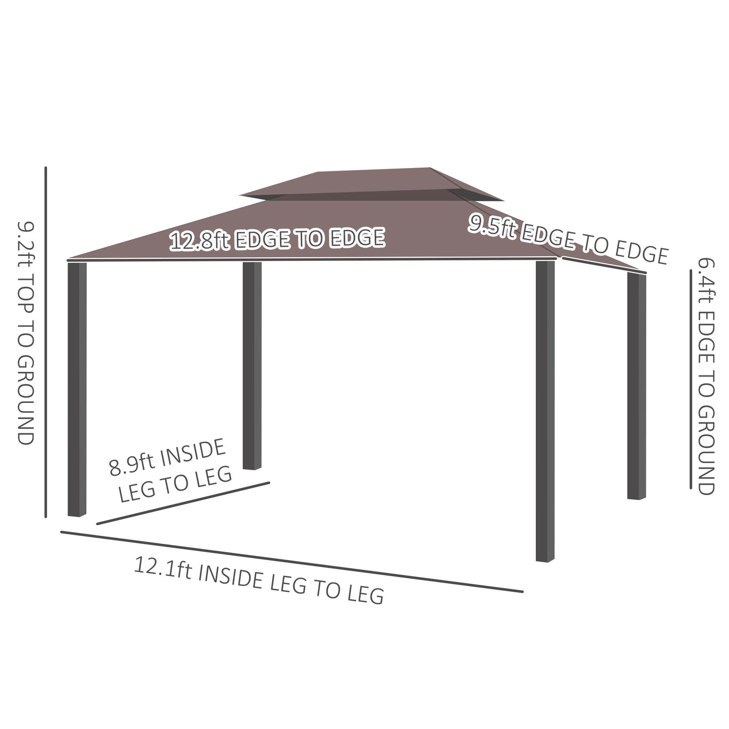 US Local 10x13 Aluminum Gazebo Patio Canopy  Outdoor Shelter With Double Roof, Netting & Curtains