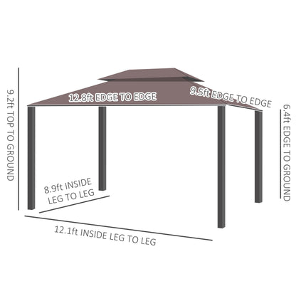 US Local 10x13 Aluminum Gazebo Patio Canopy  Outdoor Shelter With Double Roof, Netting & Curtains