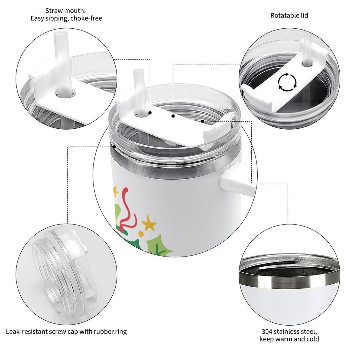 PHDT00127 POD US Local Tumbler 40 oz Large Capacity Car Cup Christmas Sign Bell