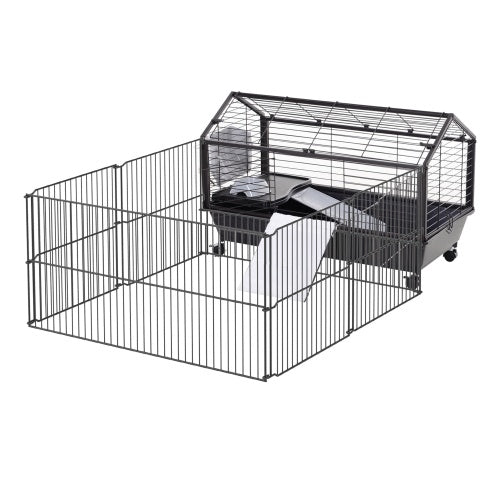 US Local Small Animal Play Fence Cage With Rolling Casters, Water Bottle
