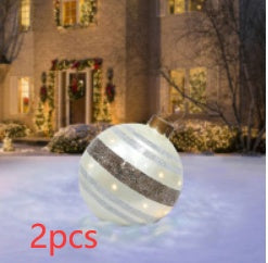 US Local Christmas Ornament Ball Outdoor Pvc 60CM Inflatable Decorated Ball PVC Giant Big Large Balls Xmas Tree Decorations Toy Ball