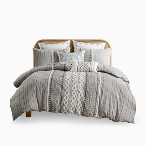 US Local Full Queen Cotton Printed Duvet Cover Set With Chenille