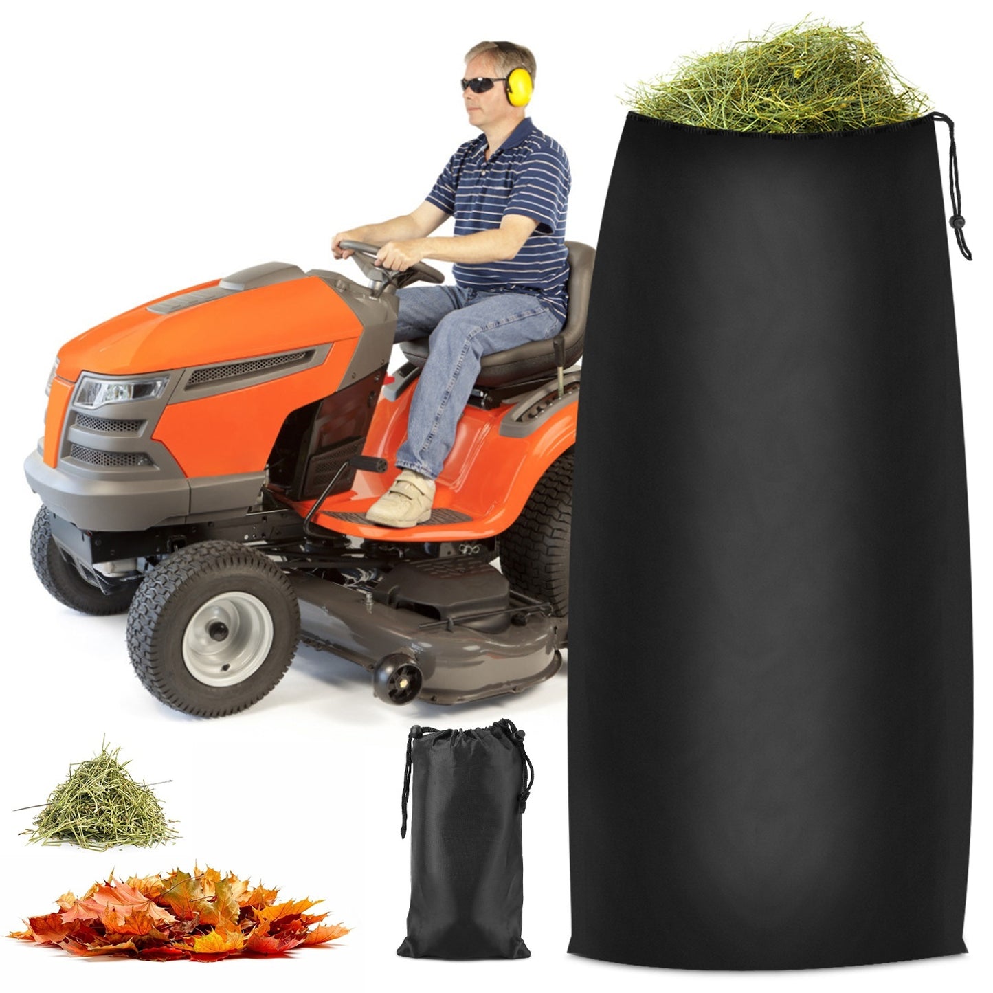 US Local 1Pc Lawn Tractor Leaf Bag 54 Cubic Feet Standard Garden Waste Collecting Bag With 112in Opening For Riding Lawn Mower Rubbish Bag Outdoor
