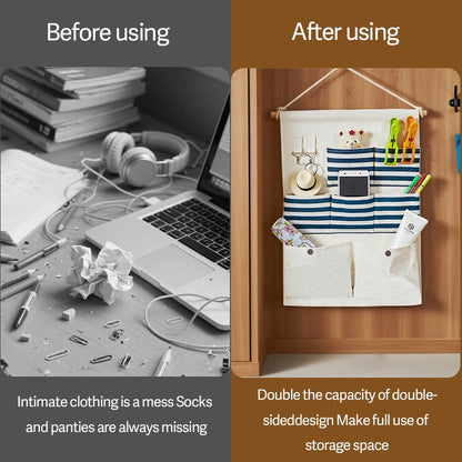 US Local Seven Pockets Storage Hanging Bag-Blue 5002