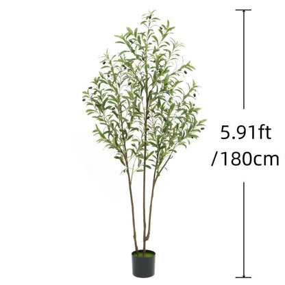 US Local 1 Artificial Olive Tree, Tall Potted Olive Tree With Flower Pot, Large Fake Olive Branches And Fruits, Suitable For Modern Living Room, Office, Indoor And Outdoor Garden Decoration