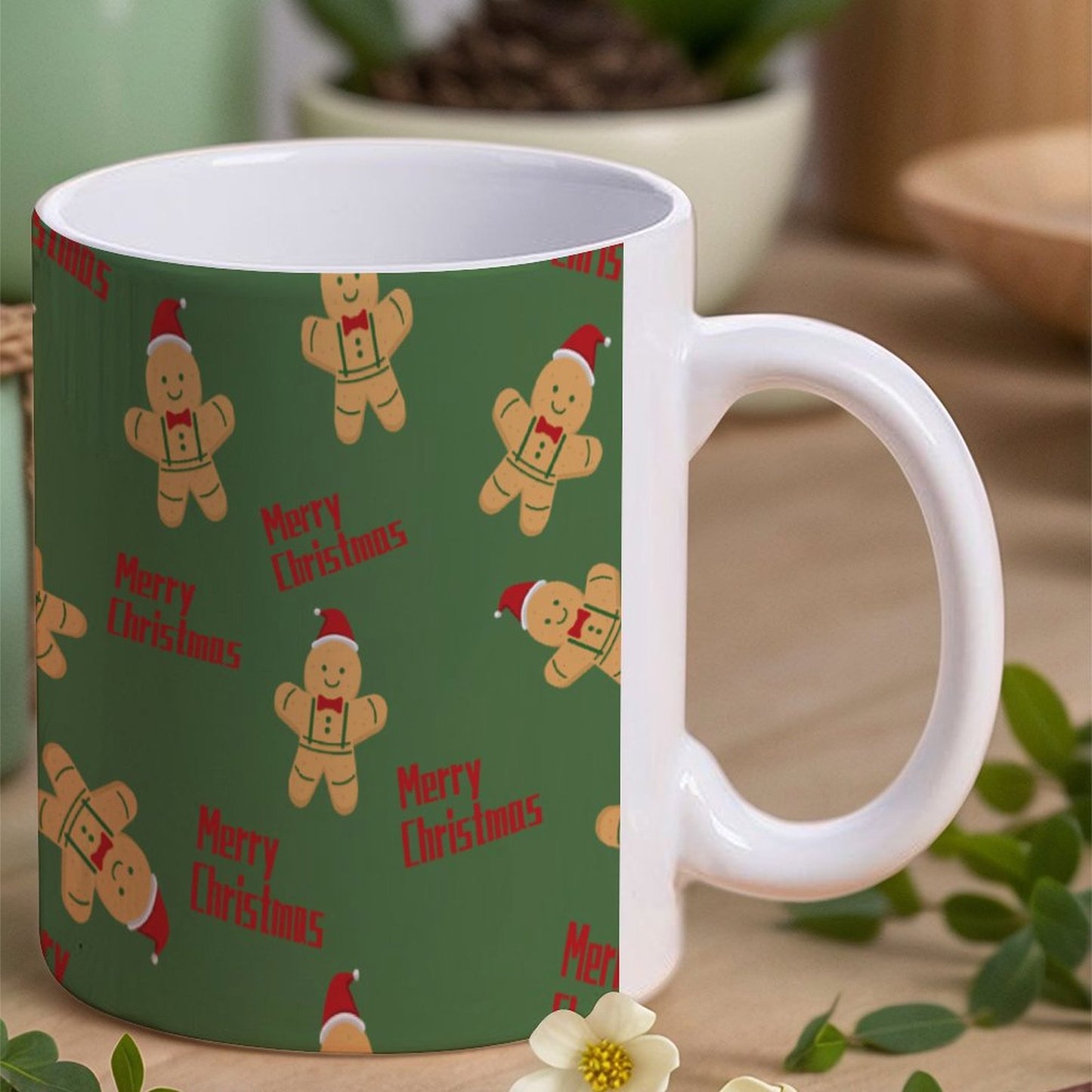 POD US Local White mug with full print, Christmas Gingerbread Man 0066