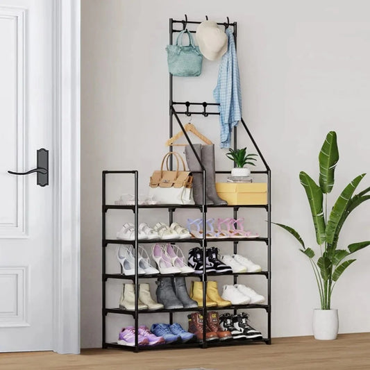 US Local Double-row Single-hanging Coat And Shoe Racks