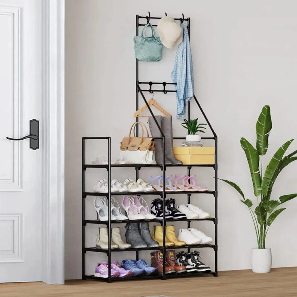 US Local Double-row Single-hanging Coat And Shoe Racks