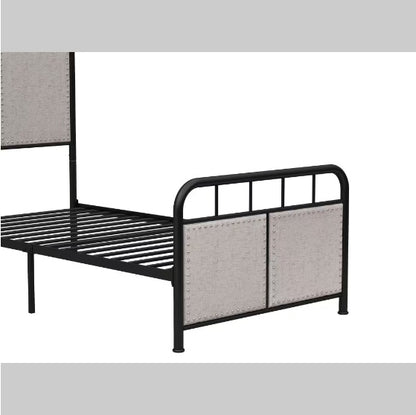 US Local Double-size Linen Upholstered Platform Metal Bed Frame