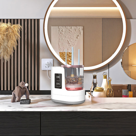 US Local 4 In 1 Electric Makeup Brush Cleaner USB Powered Automatic Brush Blender Machine With Timer Digital Display Cleaning Drying UV Disinfection Brush Storage For All Types Of Brushes