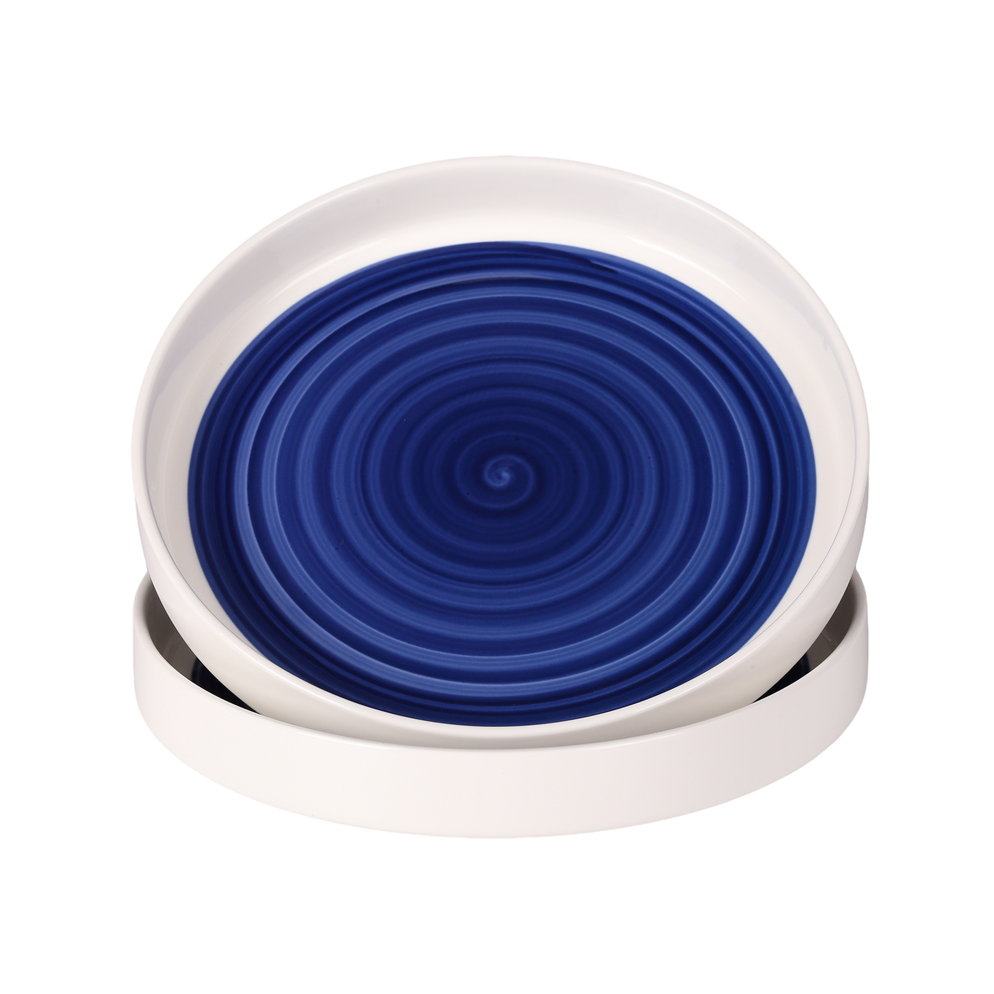 US Local White-Blue Ceramic Dinner Plates Set of 2 - Microwavable Plates for Heating Food Stylish Dinner Plates Dishwasher Safe Ceramic Plates