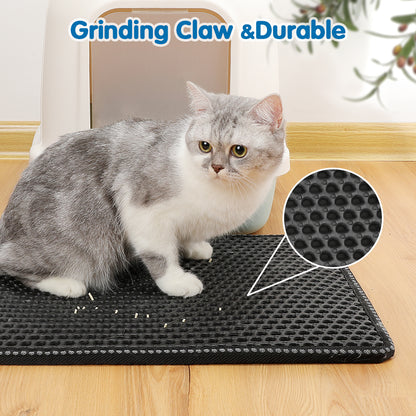 US Local Double Rice Grain Cat Litter Mat, Cat Litter Cleaning Pad, Cat Litter Box Mat, Splash Guard Filter Mat