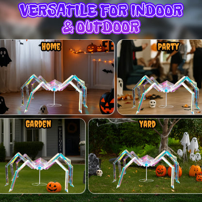 US Local 3ft Prism Spider, Illusion, 340 Purple Copper Wire Light, 4.5V 3.6W Halloween Standing Decoration US Specification